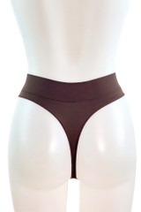 High Waist High cut tanga Moisture Wicking Seamless Workout Brown Thong  actual product picture on a mannequin backview 