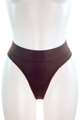 High Waist High cut tanga Moisture Wicking Seamless Workout Thong  brown  actual product picture on a mannequin front view 
