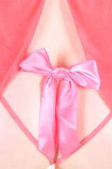 Coral Salmon Pink Cupless Plus size Babydoll lingerie Night Dress  actual product picture on a mannequin backview cloe up of panty