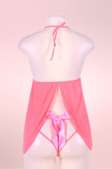 Coral Salmon Pink Cupless Plus size Babydoll lingerie Night Dress  actual product picture on a mannequin backview 