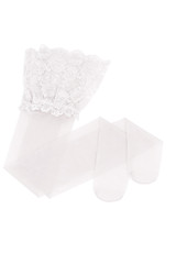 White Wide Lace Top Sheer Thigh High Stockings