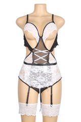 Rafaela Cupless French Maid Garter Teddy Costume Lingerie