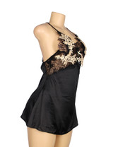 Maisie Beige Embroidered Lace Satin Babydoll Plus Size