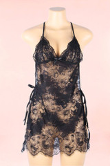 black lace night gown on a mannequin.