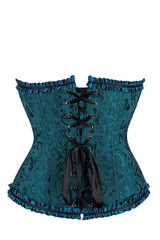 Vintage Teal Blue Floral Brocade Bustier Corset Top