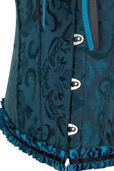 Vintage Teal Blue Floral Brocade Bustier Corset Top