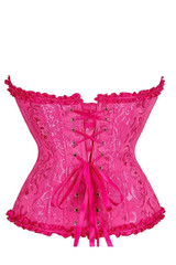Vintage Fuchsia Pink Floral Brocade Boned Corset Top