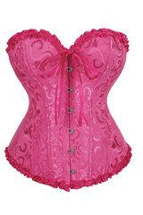 Vintage Fuchsia Pink Floral Brocade Boned Corset Top