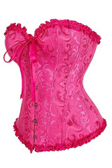 Vintage Fuchsia Pink Floral Brocade Boned Corset Top