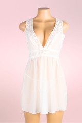 Catelyn White Bridal Plunging V Neckline Plus Size Babydoll Lingerie Sleepwear  actual product picture on a mannequin front view 