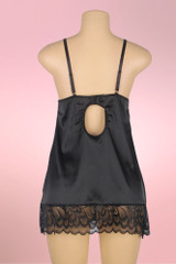 Alexis Black Lace Satin Elegant Babydoll