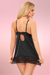 Alexis Black Lace Satin Elegant Babydoll