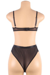 Sheila Black Lace Leopard Print Cutout Sides Teddy Bodysuit