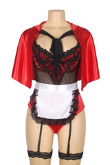 Plus Size Little Ruby Red Riding Hood Teddy Costume Lingerie