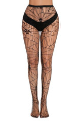 Skull & Spider Web Halloween Gothic Fishnet Pantyhose