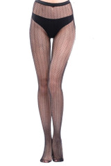 Retro Chevron Pattern Halloween Gothic Fishnet Pantyhose