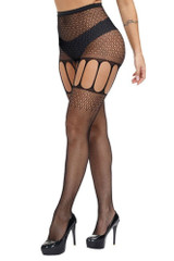 High Waist Fishnet Garter Belt to Thigh Garterhose Stockings
