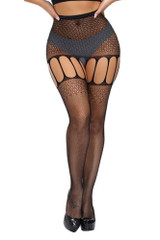 High Waist Fishnet Garter Belt to Thigh Garterhose Stockings
