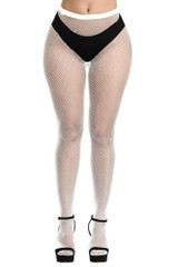 White Small Holes Full Waist to Toe Fishnet Pantyhose Stockings