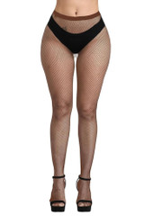 Brown Small Holes Full Waist to Toe Fishnet Pantyhose Stockings