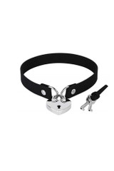 Heart Padlock & Key Faux Leather Choker Necklace