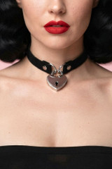 Heart padlock with key choker necklace.