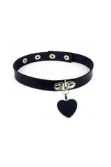 Black Heart Dangle Gothic Collar Faux Leather Choker Necklace