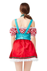 Deluxe Bavarian Teal and Red Apron Beer Maid Oktoberfest Costume