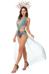 medusa costume front view with flowy skirt