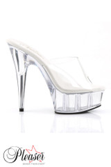 Pleaser Delight 601 Clear 6" Peep Toe slip On High Heel Stiletto Mules Sandals