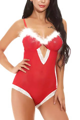 Eeva Christmas White Marabou Feather Trimmed Teddy
