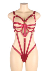 Daria Plus Red Garter Cupless Strappy Teddy
