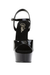 Pleaser USA Delight 609 Black Patent 6” Ankle Strap High Heel Stiletto Platform Peep Toe Sandals