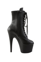 Pleaser USA Adore 1020 Black Vegan Leather 7” Lace-up Ankle Stiletto Platform High Heel Boots