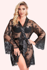 Nympha Black Eyelash Lace Robe