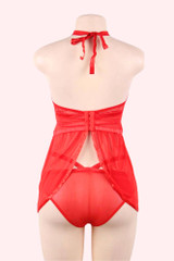 Linda Red Plus Size Keyhole Halter Babydoll