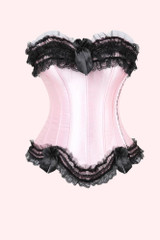 Marguerite Pink Saloon Ruffle Satin Vintage Boned Corset Top