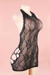 Jolie Black Halter Plus Size Body Stocking Dress