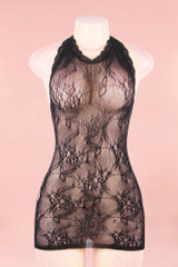 Jolie Black Halter Plus Size Body Stocking Dress