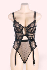 Denise Black Lace Garter Bodysuit Teddy