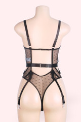 Denise Black Lace Garter Bodysuit Teddy
