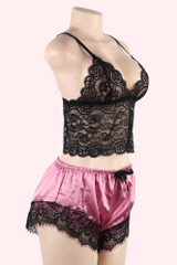 Mari Black Pink Cami Shorts Pajama Set