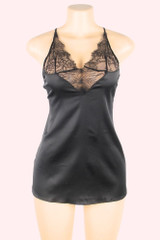 Wynona Black Satin Sleepwear Nightie Sleepwear