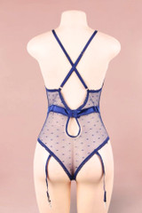 Josie Navy Blue Satin Garter Teddy Lingerie