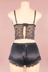 Mari Black Lace Satin Plus Size Cami Shorts Pajama Set
