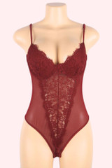 Belinda Red Plus Size Lace Bodysuit Teddy