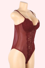 Belinda Red Plus Size Lace Bodysuit Teddy