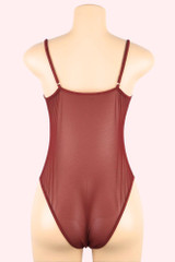Belinda Red Maroon lace Bodysuit Teddy Lingerie actual product photo on a mannequin back view