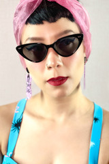 Sylvie Bad Librarian Black Cateye Retro Sunglasses worn by a model