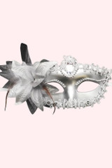 Silver Metallic Half Face Venetian Masquerade Mask actual product photo